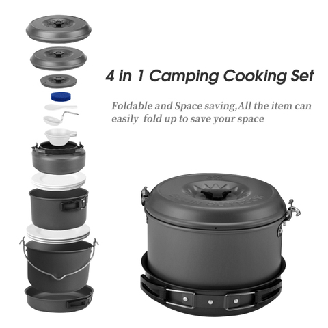 Batterie de cuisine de camping légère en aluminium d'escalade