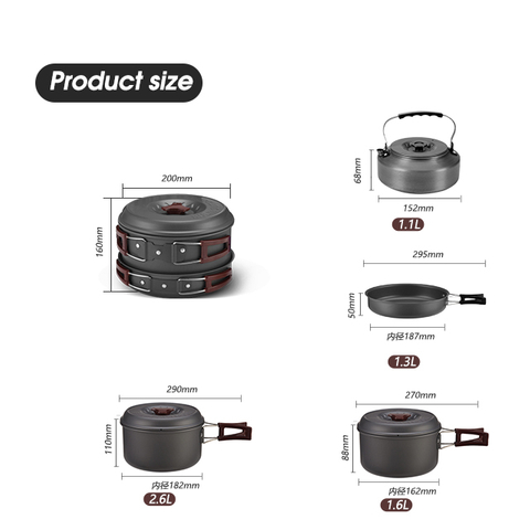 Batterie de cuisine de camping ultralégère en aluminium d'escalade