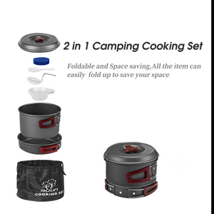 Batterie de cuisine de camping en aluminium moucheté de camping