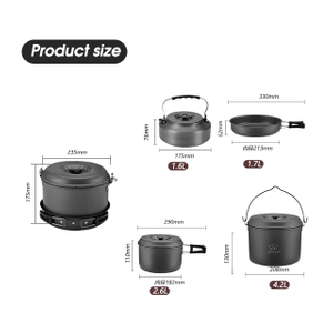 Ensemble de batterie de cuisine de camping anodisé 