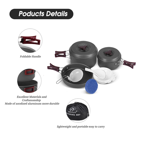 Ensemble de batterie de cuisine d'extérieur antiadhésif moucheté de randonnée