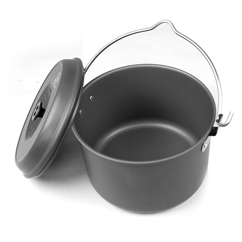 Batterie de cuisine de camping en aluminium gris pour l'extérieur